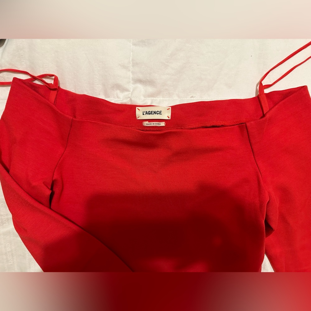 L’Agence off the shoulder red long sleeve top, barely warn, like new